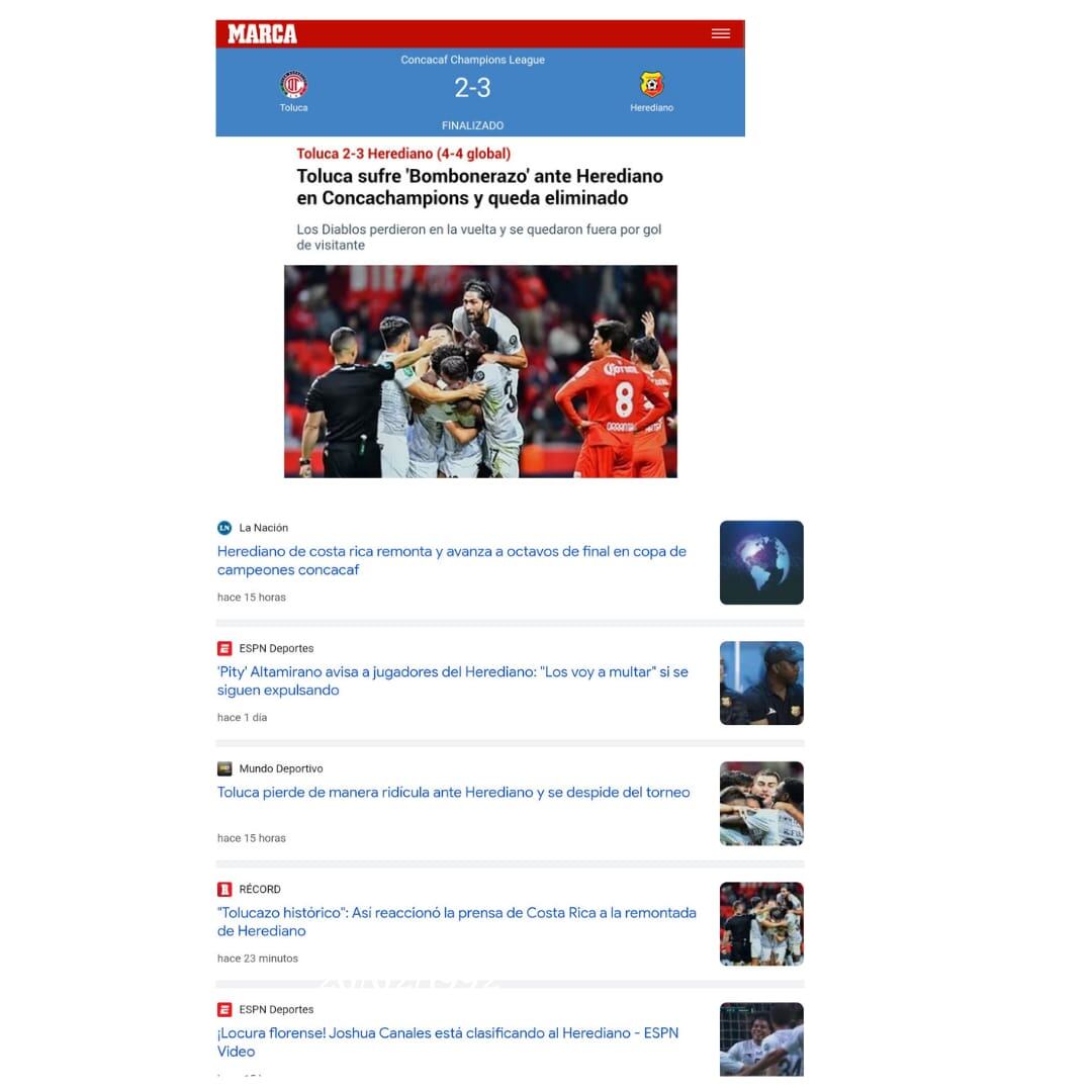 Prensa Internacional se rindió ante el Herediano