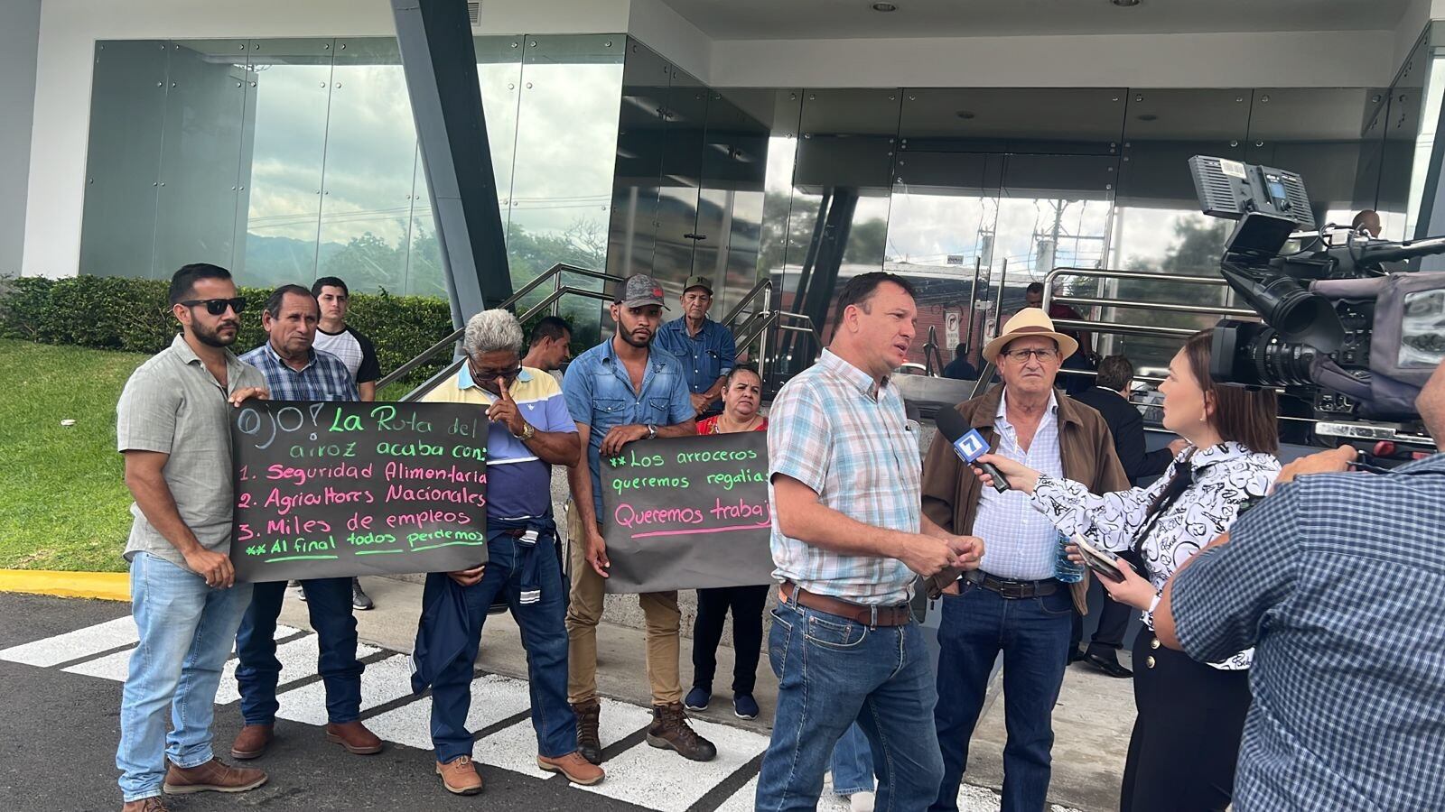 Representantes de diferentes zonas arroceras del país, se dieron cita el 5 de agosto en las afueras de la Sala Constitucional, para presentar coadyuvancias al recurso de amparo interpuesto el pasado 1 de agosto contra el ministerio de Comercio Exterior. En dicho recurso, se cuestiona la disminución de aranceles a la importación de arroz pilado y en granza.