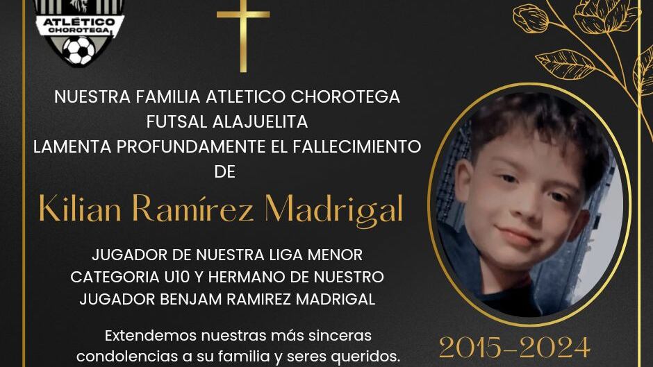 Kilian Ramírez Madrigal, niño víctima de balacera en San Felipe de Alajuelita.