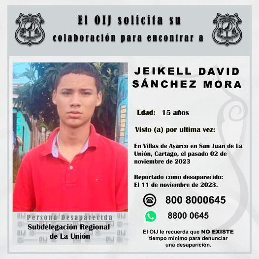 Quinceañeros desaparecidos en esta noviembre del 2023. Foto: OIJ