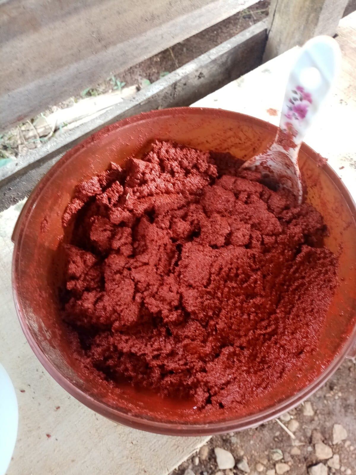 Doña María de los Ángeles Chaves Castro, vecina de El Pavón en Los Chiles, pegando con nuestra frontera Norte, se decidió a tener un negocito de producción de achiote hace dos años, cuando tenía 60.