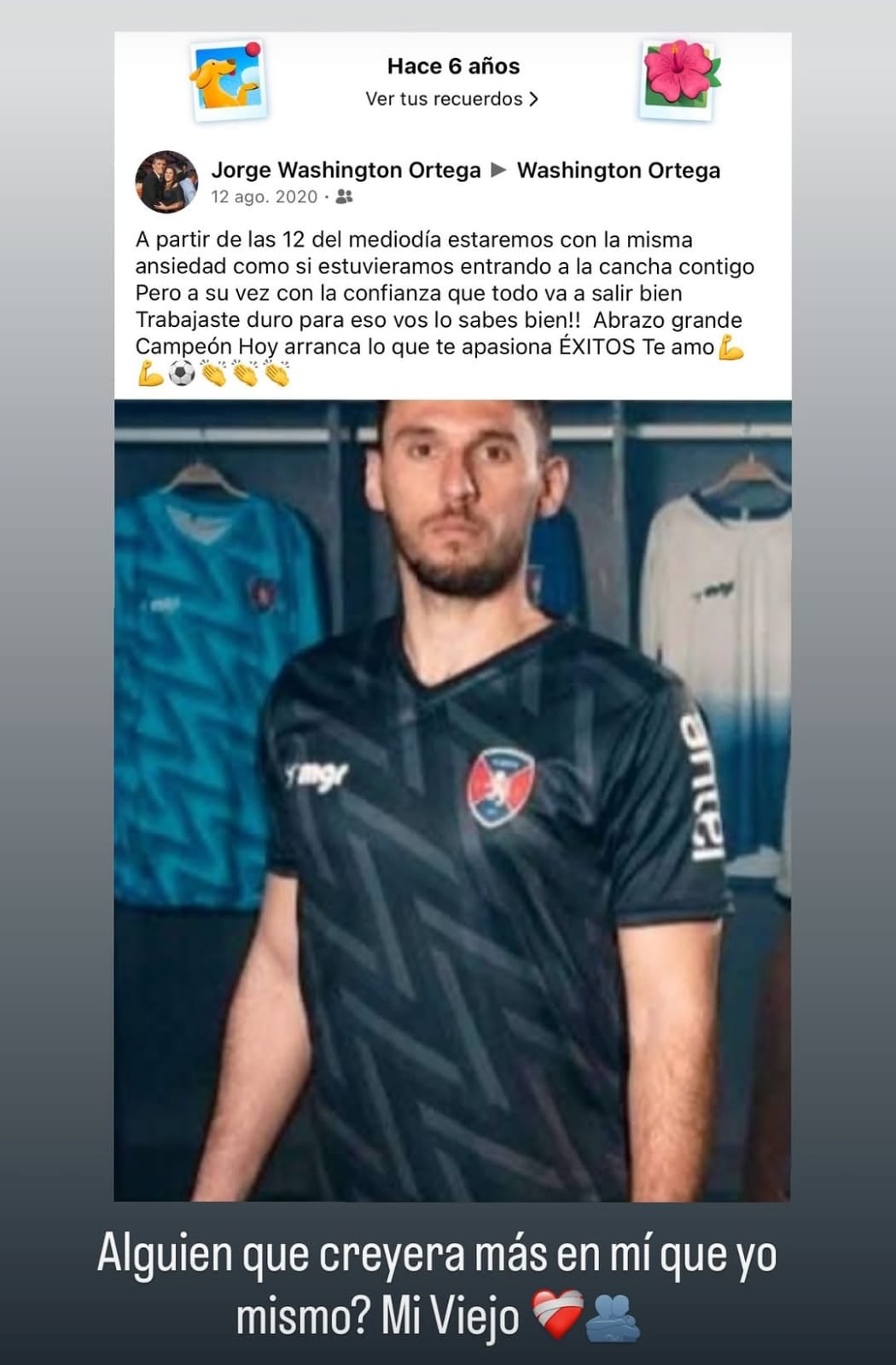 Washi recordó una publicación de su papá de hace seis años