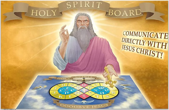 . Amazon tiene a la venta, en unos 17 mil colones (32 mil colones puesta ya en Tiquicia), un particular juego de mesa, la “Ouija Cristiana” y el mismo juego explica que es para “comunicarse directamente con Jesucristo”