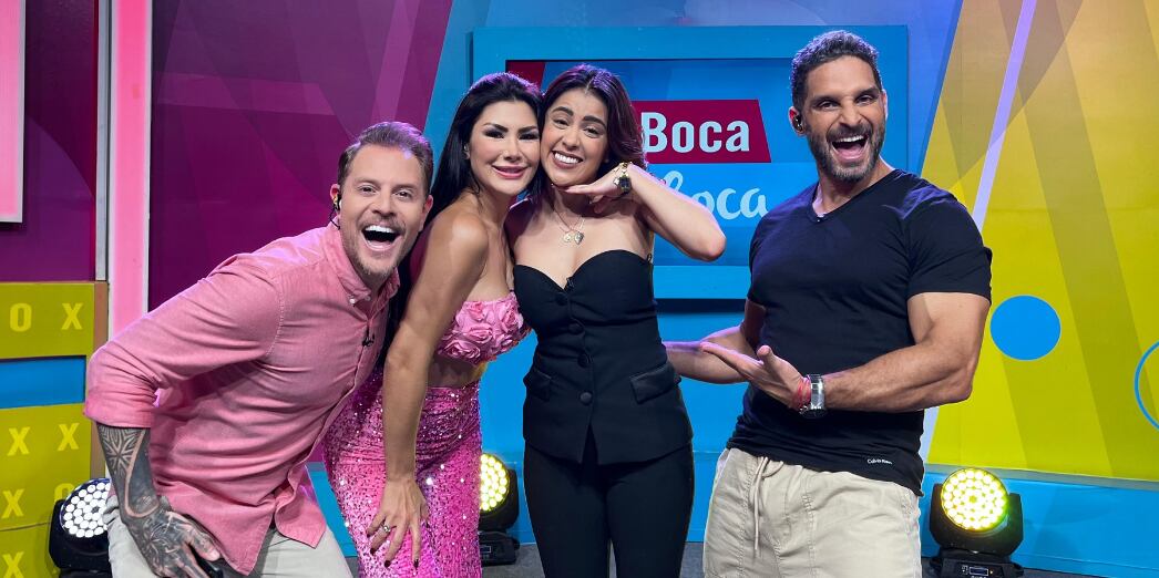 Presentadores de De boca en boca de Teletica, Mauricio Hoffmann, María Fernanda León, Montserrat Del Castillo, Bismarck Méndez.