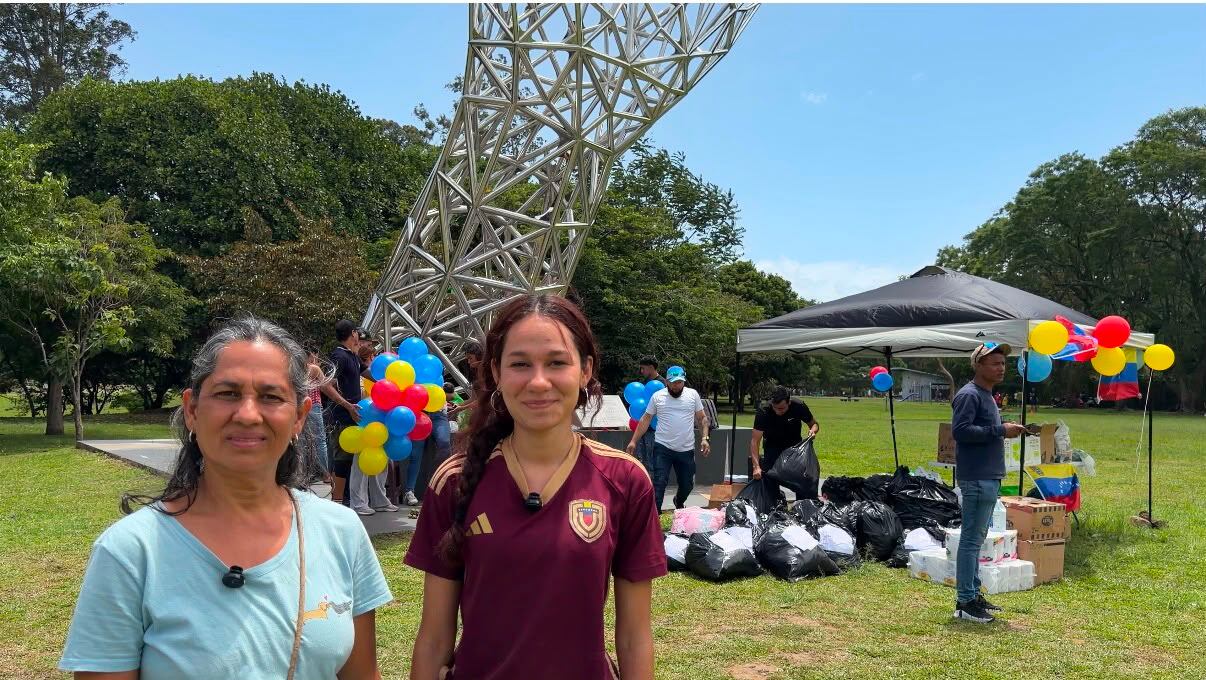 Venezolanos residentes en Costa Rica entregaron alimentos y ropa en el centro de acopio instalado en La Sabana.