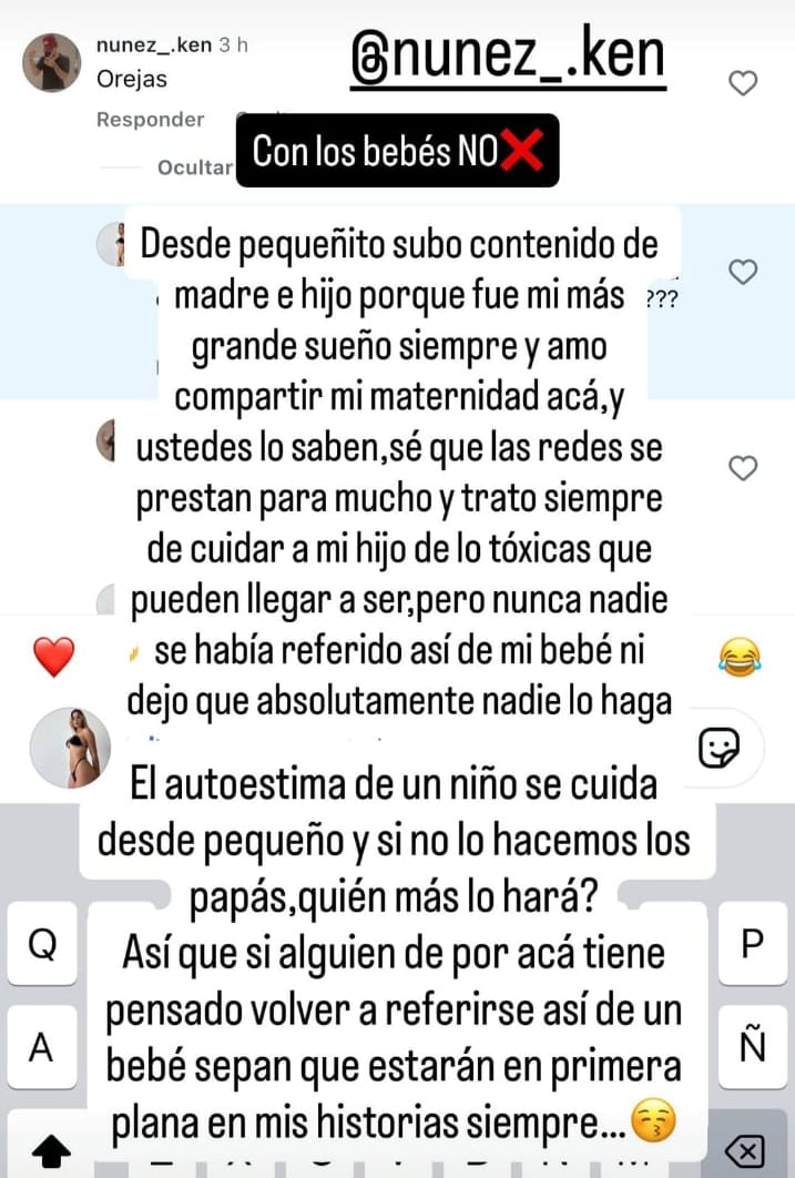 Este es el mensaje que Melanie Valverde escribió para defender a su hijo de un seguidor.