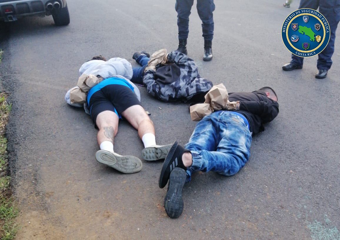 Detienen a tres sospechosos de tentativa de homicidio en Santo Domingo, Heredia. Foto MSP.