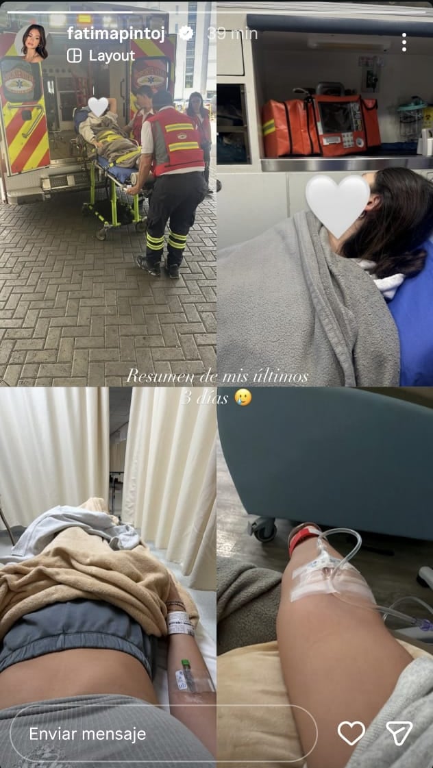 La cantante Fátima PInto no ha dado mayores detalles del por qué se la llevó la ambulancia.