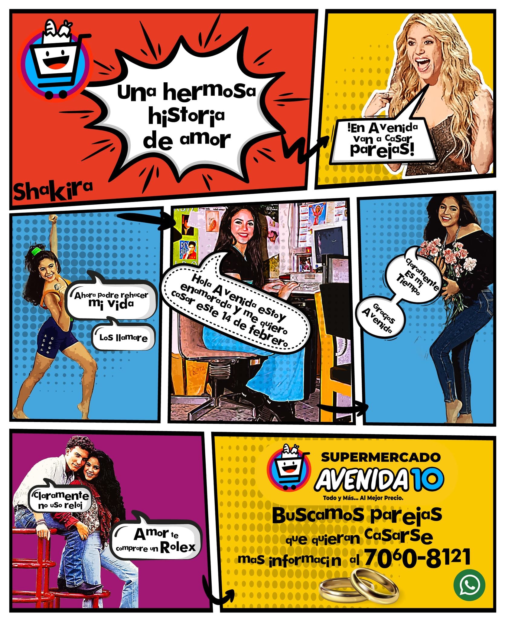 Jennyfer Chavarría y Aaron Tuckler, serán una de las tres parejas que se casarán este 14 de febrero, Día de San Valentín, a las tres de la tarde, en el Supermercado Avenida 10 de San José.