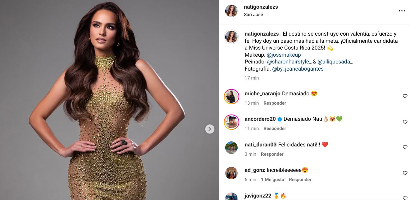 Una guapísima expresentadora de televisión se acercó más a su sueño de coronarse Miss Universo Costa Rica 2025 tras conocer que avanzó a la próxima ronda para la elección de las candidatas al certamen nacional de belleza.