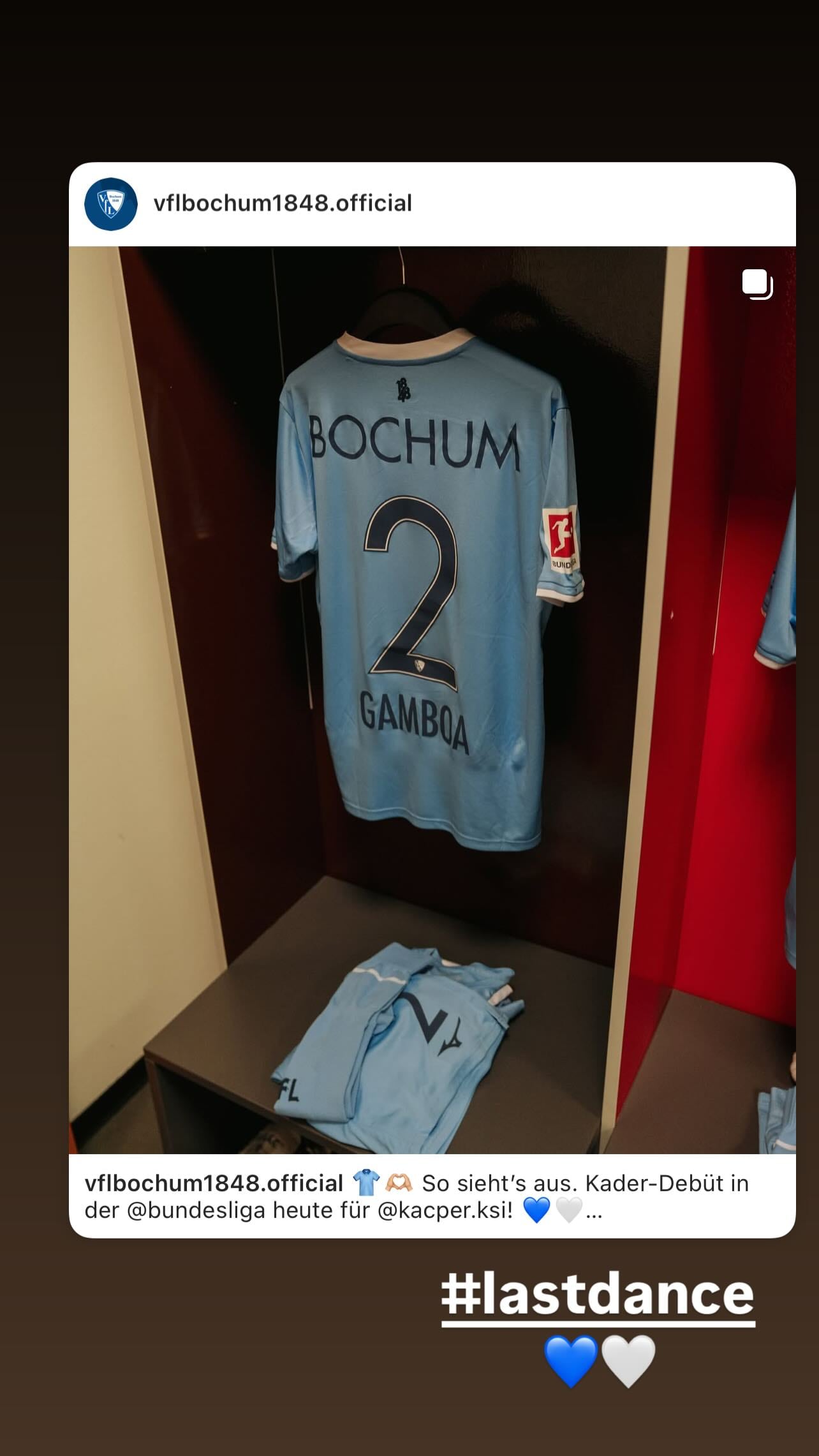 El defensor costarricense Cristian Gamboa fue despedido con honores por los aficionados del Bochum de Alemania. Instagram Cristian Gamboa.