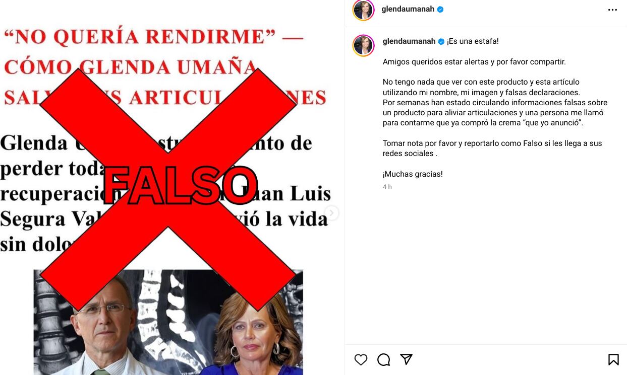 Glenda Umaña pegó el grito al cielo por una mentira sobre ella que anda en redes