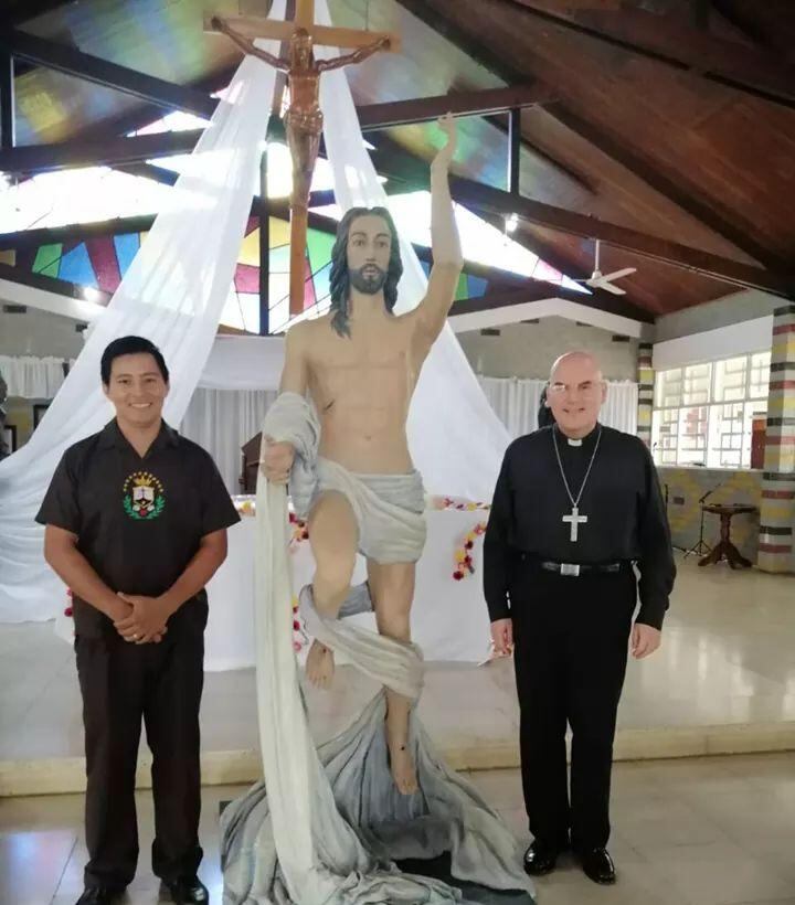 Álvaro Alvarado Espinoza, vecino de Katira de Guatuso en San Carlos hizo una escultura de Cristo en tiempos de coronavirus