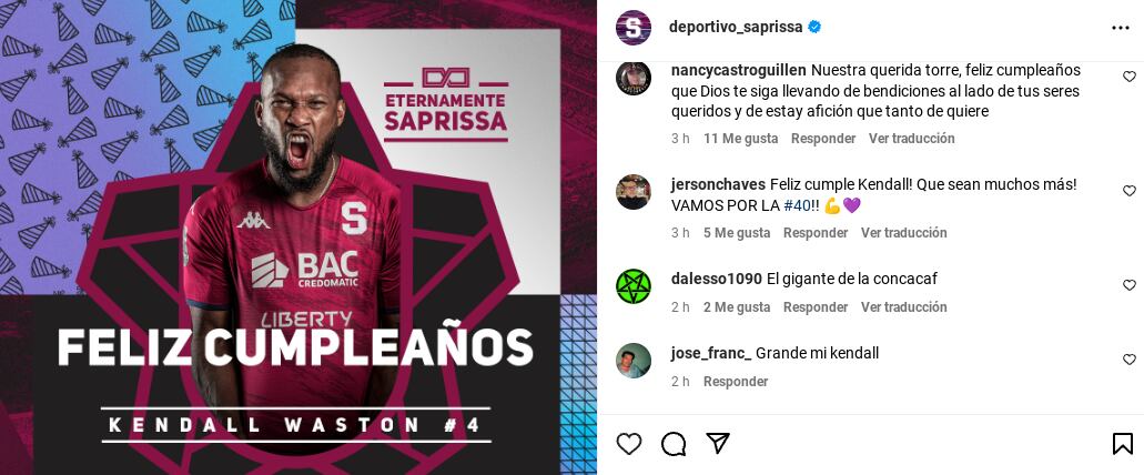 Kendall Waston, jugador del Deportivo Saprissa