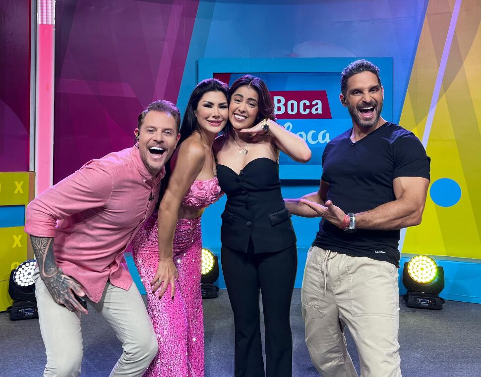 Presentadores de De boca en boca de Teletica, Mauricio Hoffmann, María Fernanda León, Montserrat Del Castillo, Bismarck Méndez.