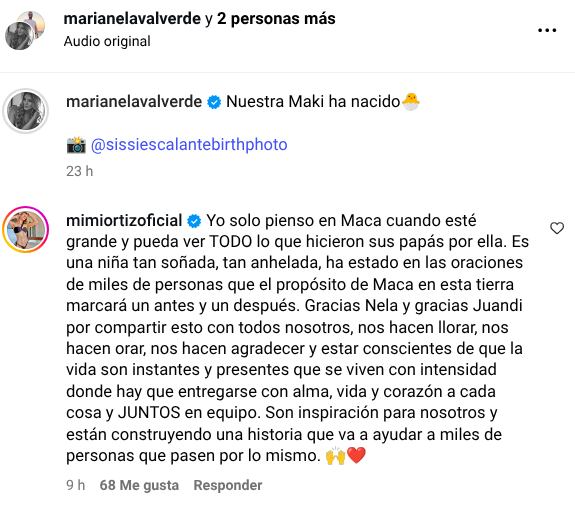 Mimi Ortiz dedicó hermosas y sentidas palabras a Marianela Valverde, quien vive días de mucho agradecimiento a Dios porque su hija Macarena ya nació.
