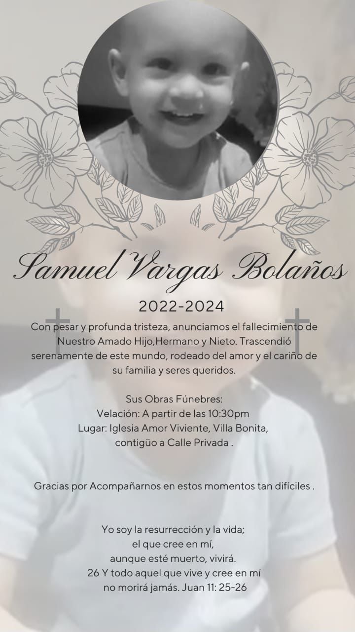 Samuel Vargas Bolaños, niño con cáncer, falleció