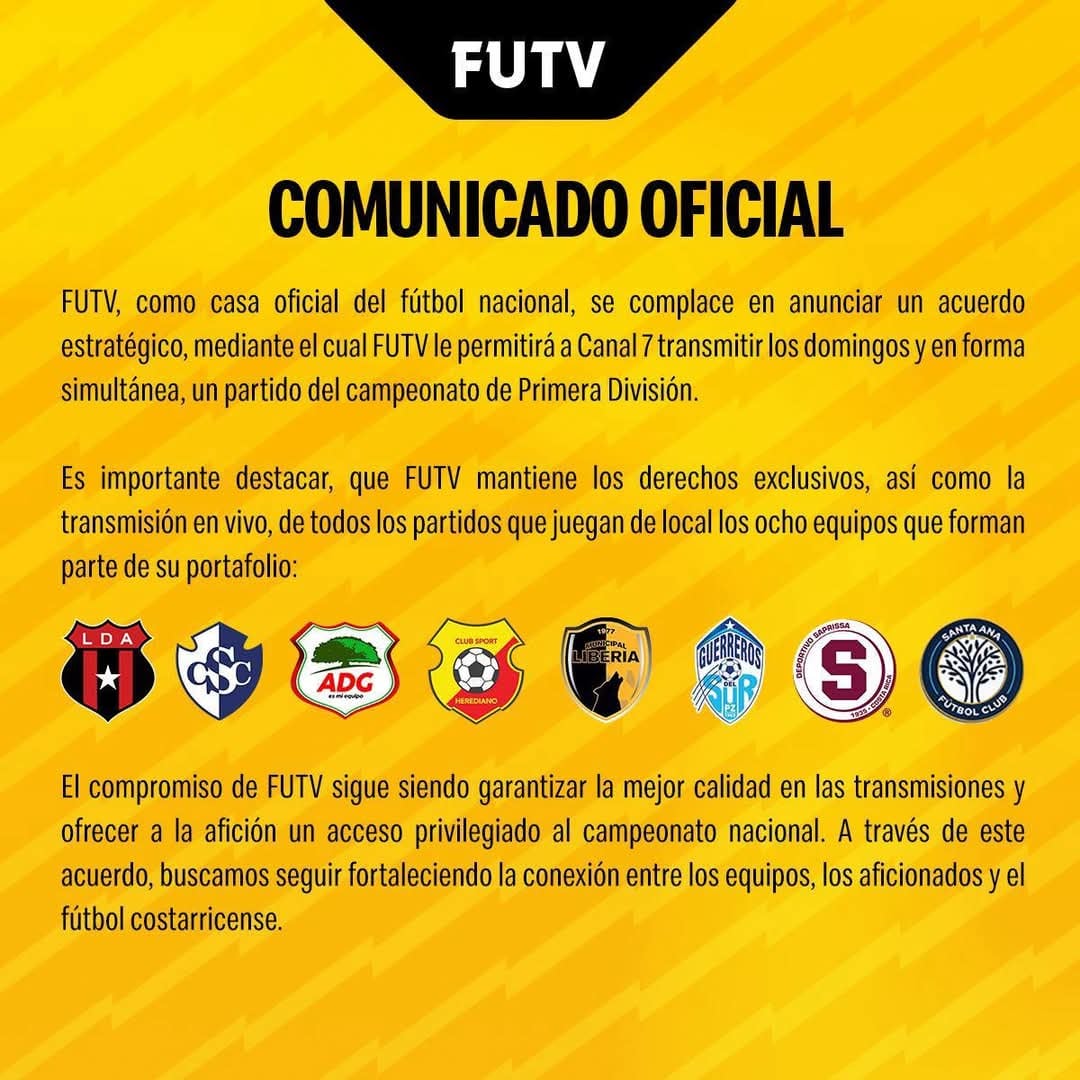 Futv y Teletica pasarán el campeonato nacional