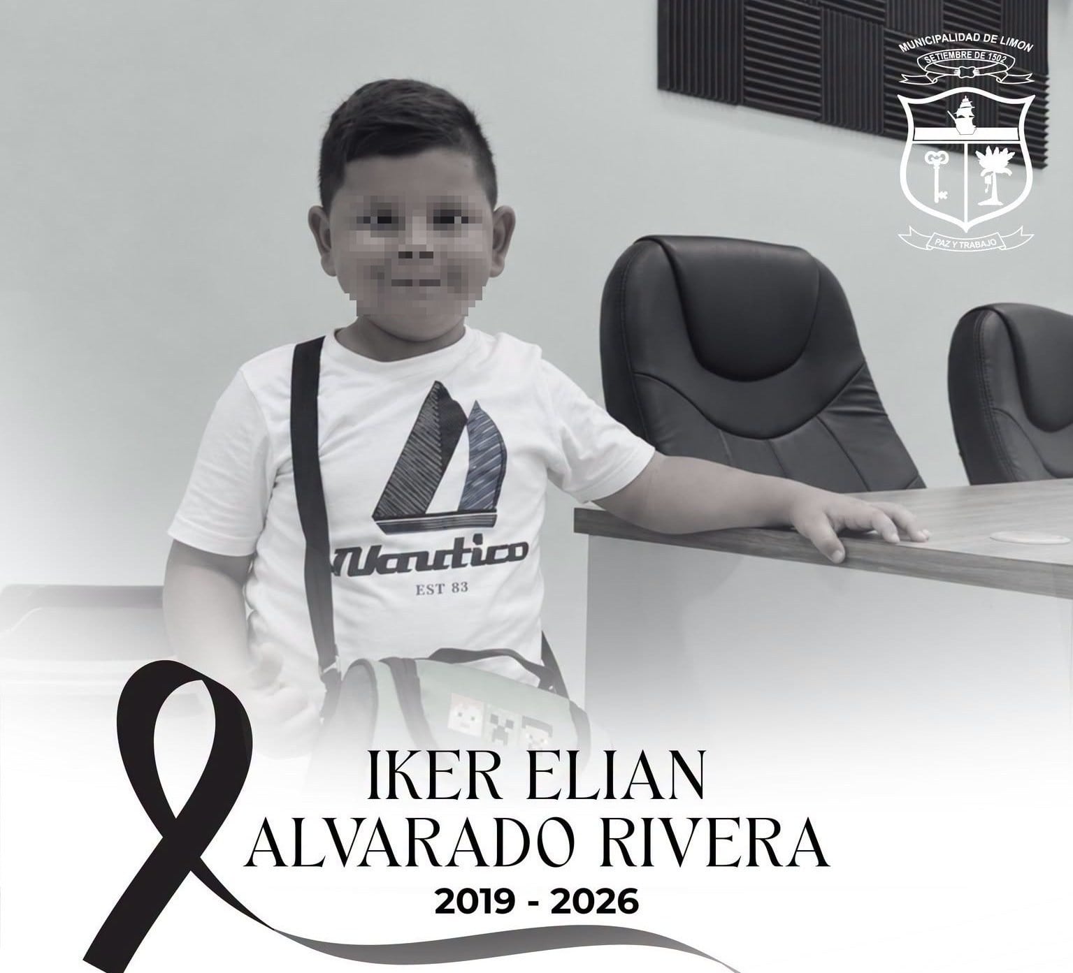 Iker Elián Alvarado Rivera, de apenas 7 años, es el niño que murió baleado en Limón la noche del Día del Niño, en Pueblo Nuevo, Limón. Foto: Municipalidad de Limón