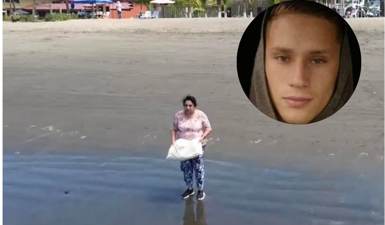 El cuerpo de Andrés Araya fue encontrado la noche de este lunes en la playa en Jacó mientras personas oraban para que el mar lo devolviera. Foto: Cortesía