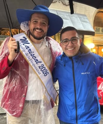 Max Barberena y Elías Alvarado en el desfile de la Hispanidad en Nueva York