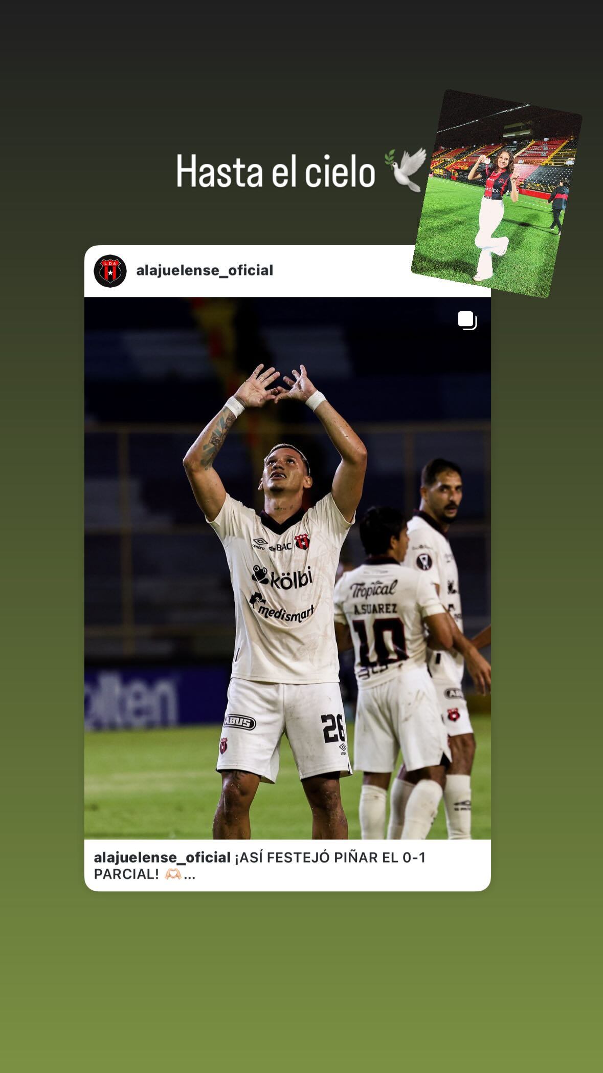 Fernando Piñar, jugador de Alajuelense le dedicó el gol que le anotó al Alianza, a su novia, fallecida en enero. Instagram Fernando Piñar.