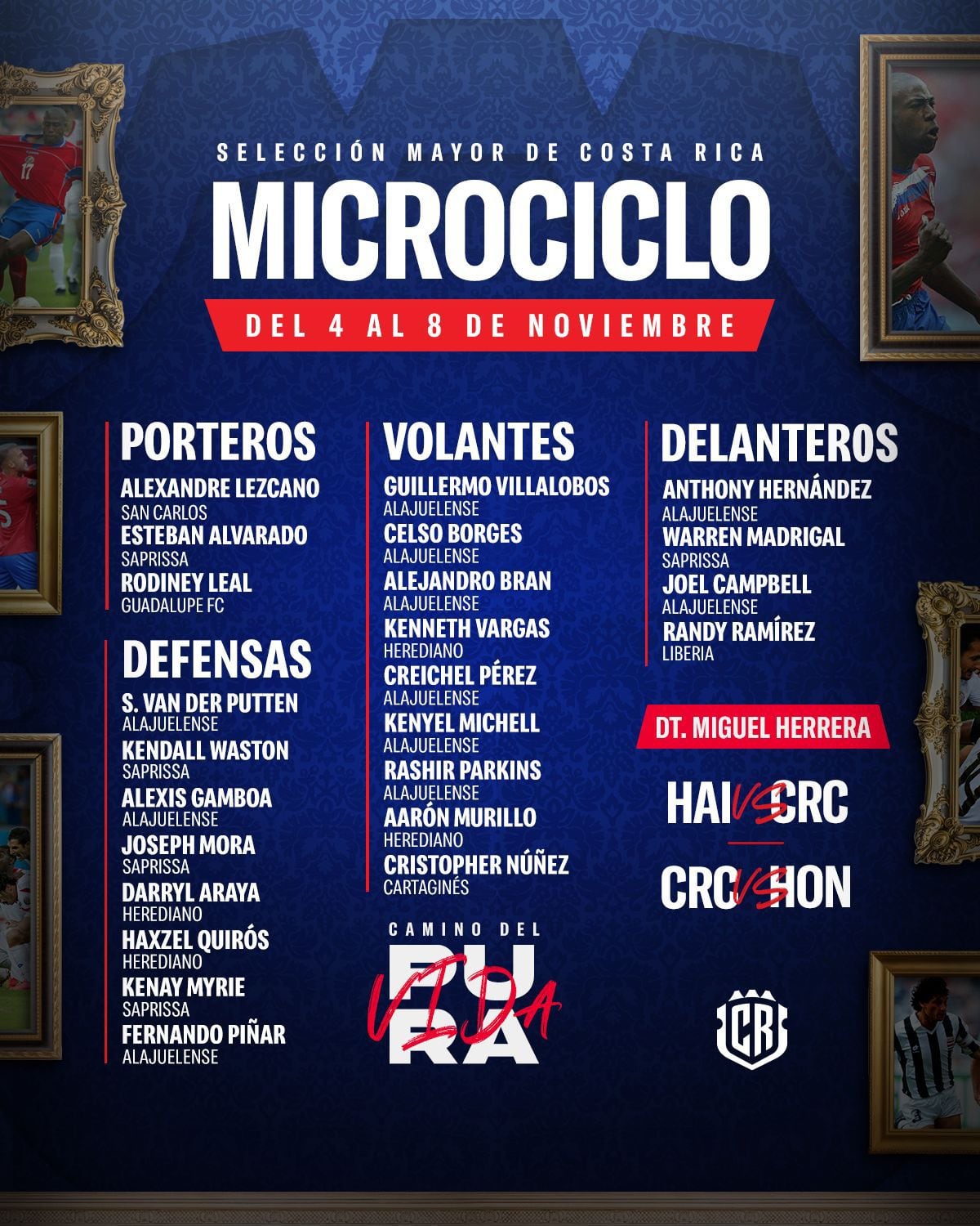 La lista de Miguel Herrera para el microciclo previo a los duelos ante Haití y Honduras.