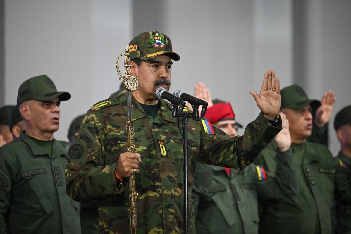 Nicolás Maduro en un discurso militar reciente.