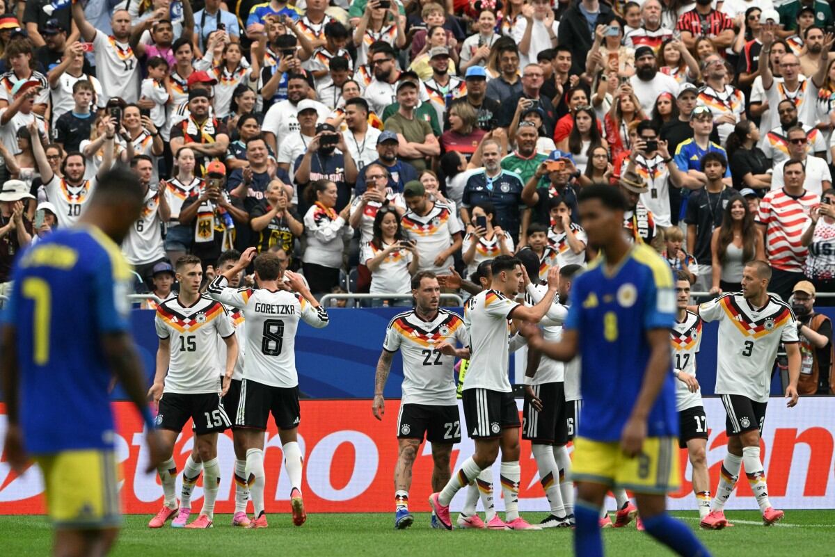 Los jugadores de Alemania celebran el sétimo gol contra la frágil Curazao en el Mundial 2026.