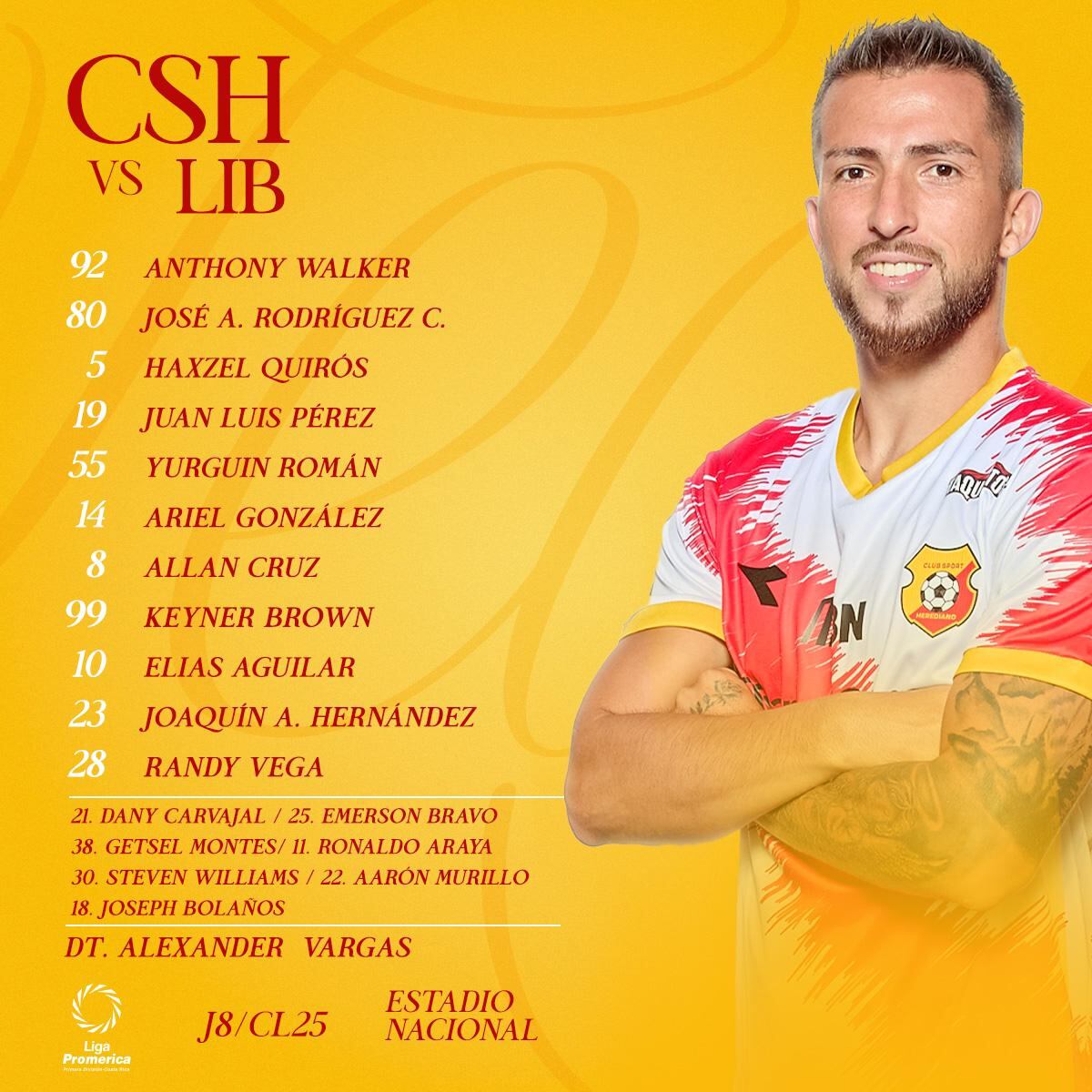 Alineación Herediano Liberia, jornada ocho Clausura 2025.