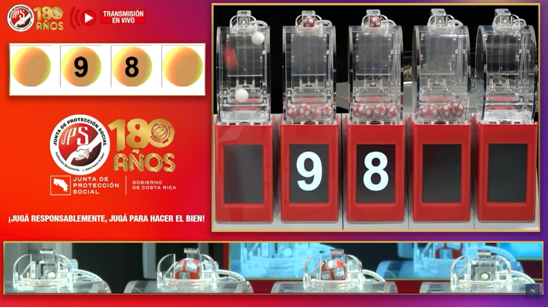 El 98 fue el número favorecido del sorteo de Tiempos que realizó la JPS la tarde de este lunes 4 de agosto.