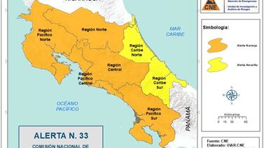 Costa Rica bajo alerta naranja por aguaceros que traerá la onda tropical #35