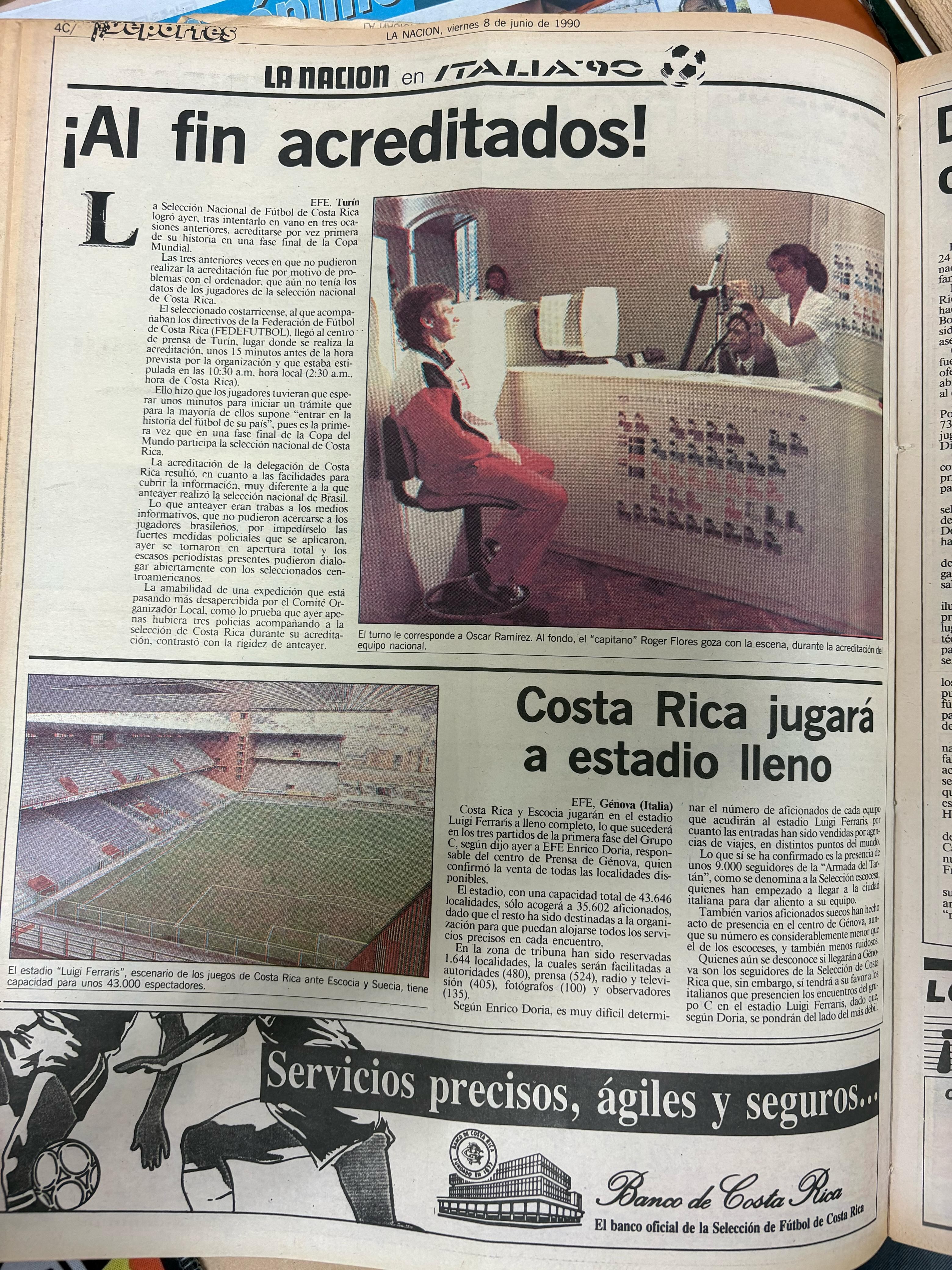 Así era Costa Rica en 1990, a días previos del debut de la Selección en el Mundial de Italia 90. Yenci Aguilar.