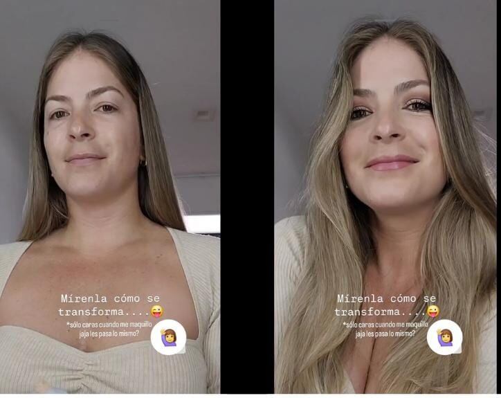 Viviana Calderón sin y con maquillaje