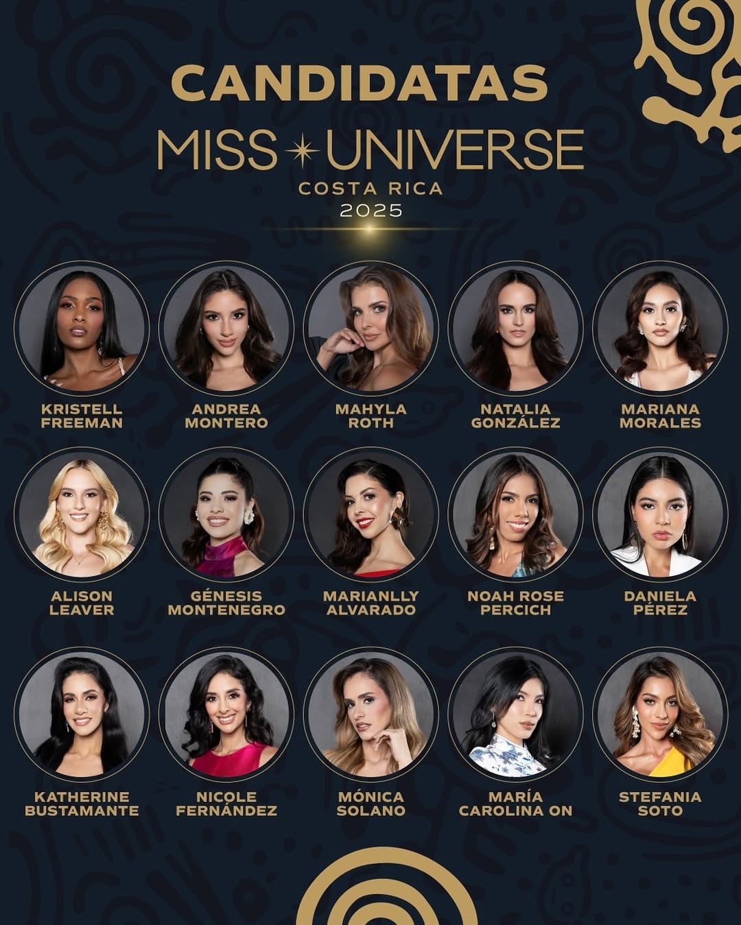 La organización Miss Universo Costa Rica, franquicia administrada por el canal ¡Opa!, desveló este viernes al filo de las 11 de la noche a las 15 mujeres que lucharán por la corona de la edición 2025 del concurso de belleza.