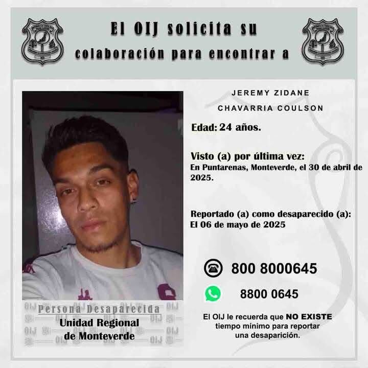 Jeremy Zidane Chavarría Coulson de 24 años