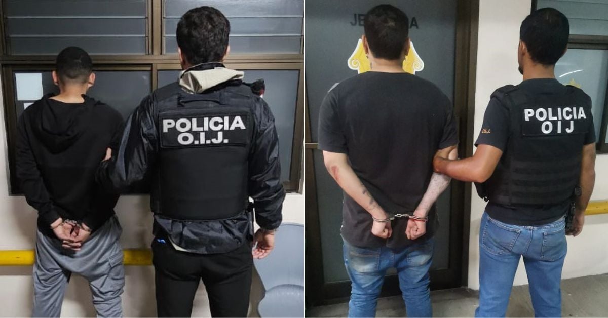 Los sospechosos de apellidos Quesada y Sánchez fueron detenidos tras dos allanamientos a viviendas en Purral. (Foto: OIJ)