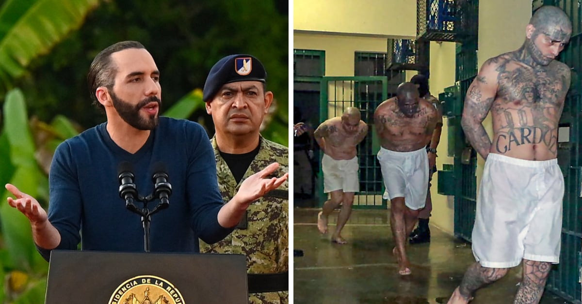 Nayib Bukele y mareros salvadoreños