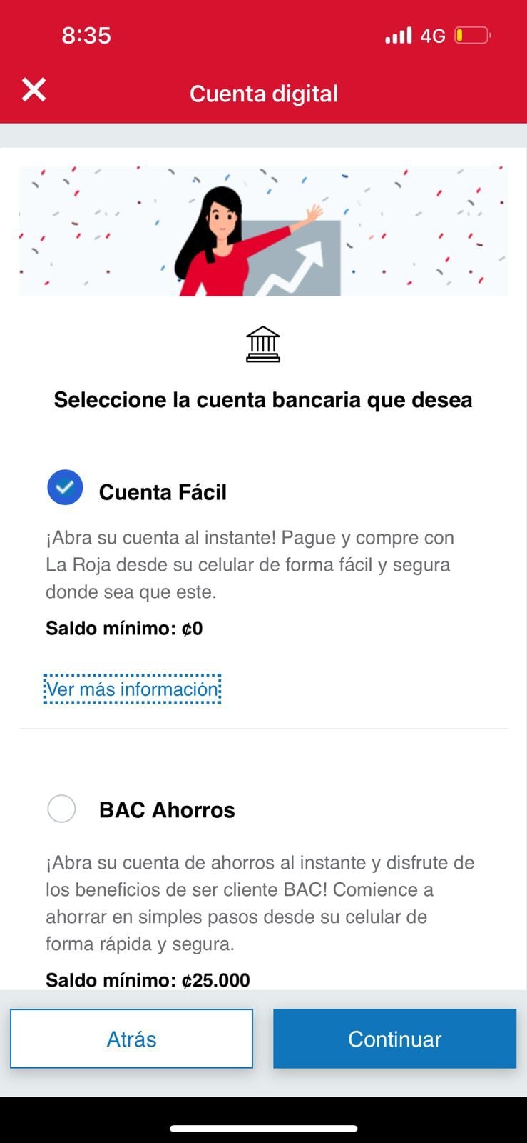 El BAC cobrará el doble de multa por tener menos de 25 mil colones en la cuenta