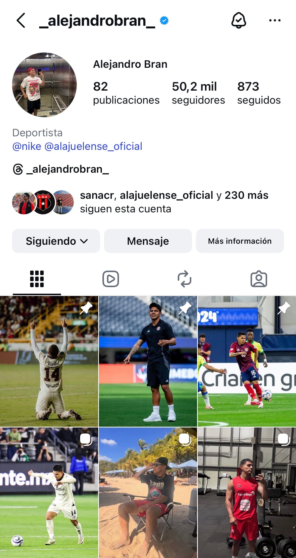 Alejandro Bran otra vez tiene foto de perfil en su cuenta de Instagram.