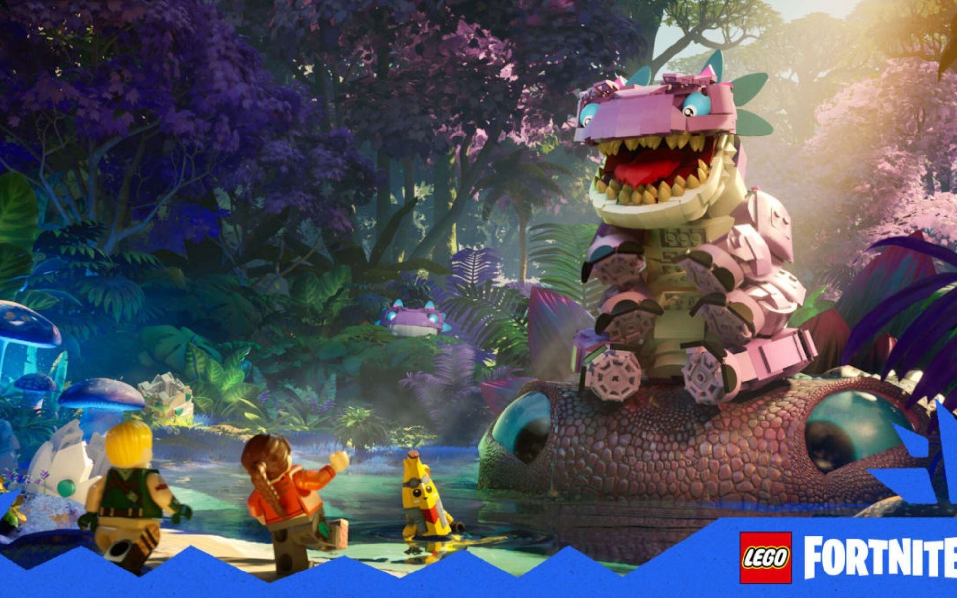 LEGO Fortnite se mudó a un mundo nuevo por explorar, cargado de criaturas y excéntricos personajes. Foto: Fortnite.