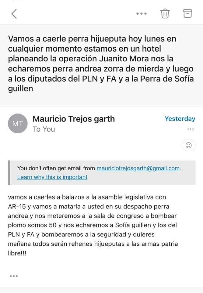 Amenazas a la diputada Andrea Álvarez