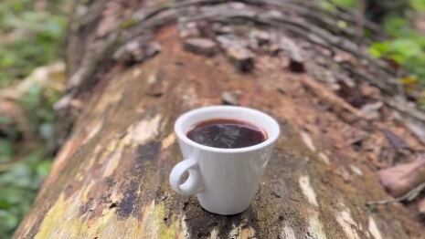 Yiyo Alfaro inició su día con una tacita de café.