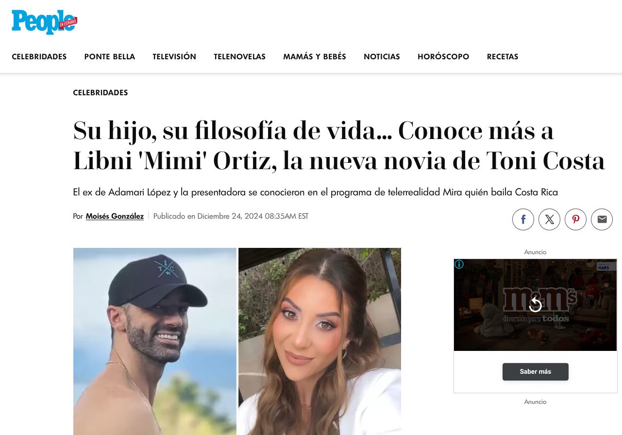 Libni "Mimi" Ortiz junto a su novio Toni Costa.
