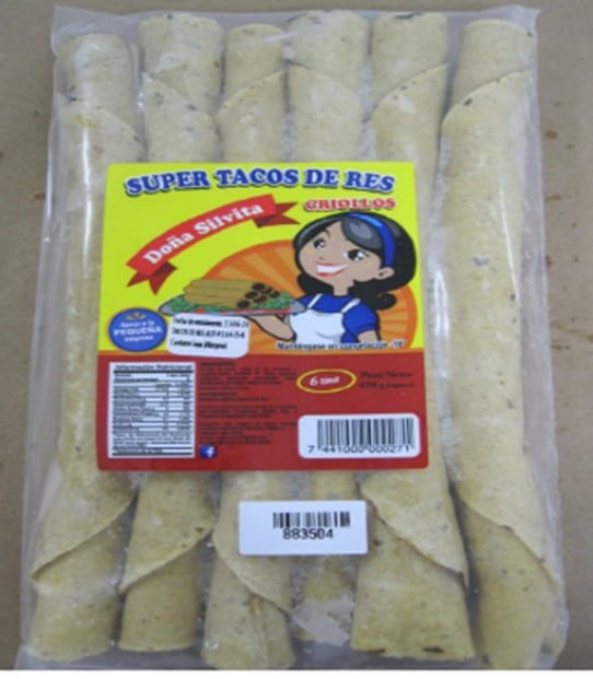 Ministerio de Salud ordenó el retiro del lote 164-25-R de super tacos de res criollos marca Doña Silvita por Listeria monocytogenes.