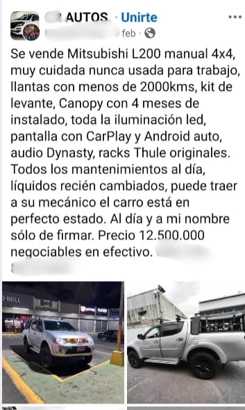 El carro involucrado en el accidente estaba en venta