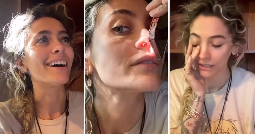 Paris Jackson mostró en video la perforación nasal causada por el consumo de drogas.