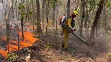 Cuerpo de Bomberos colabora en tratar de controlar el incendio en la isla de Chira