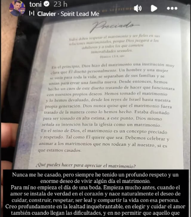 El bailarín español Toni Costa asegura que quiere casarse en algún momento de su vida.