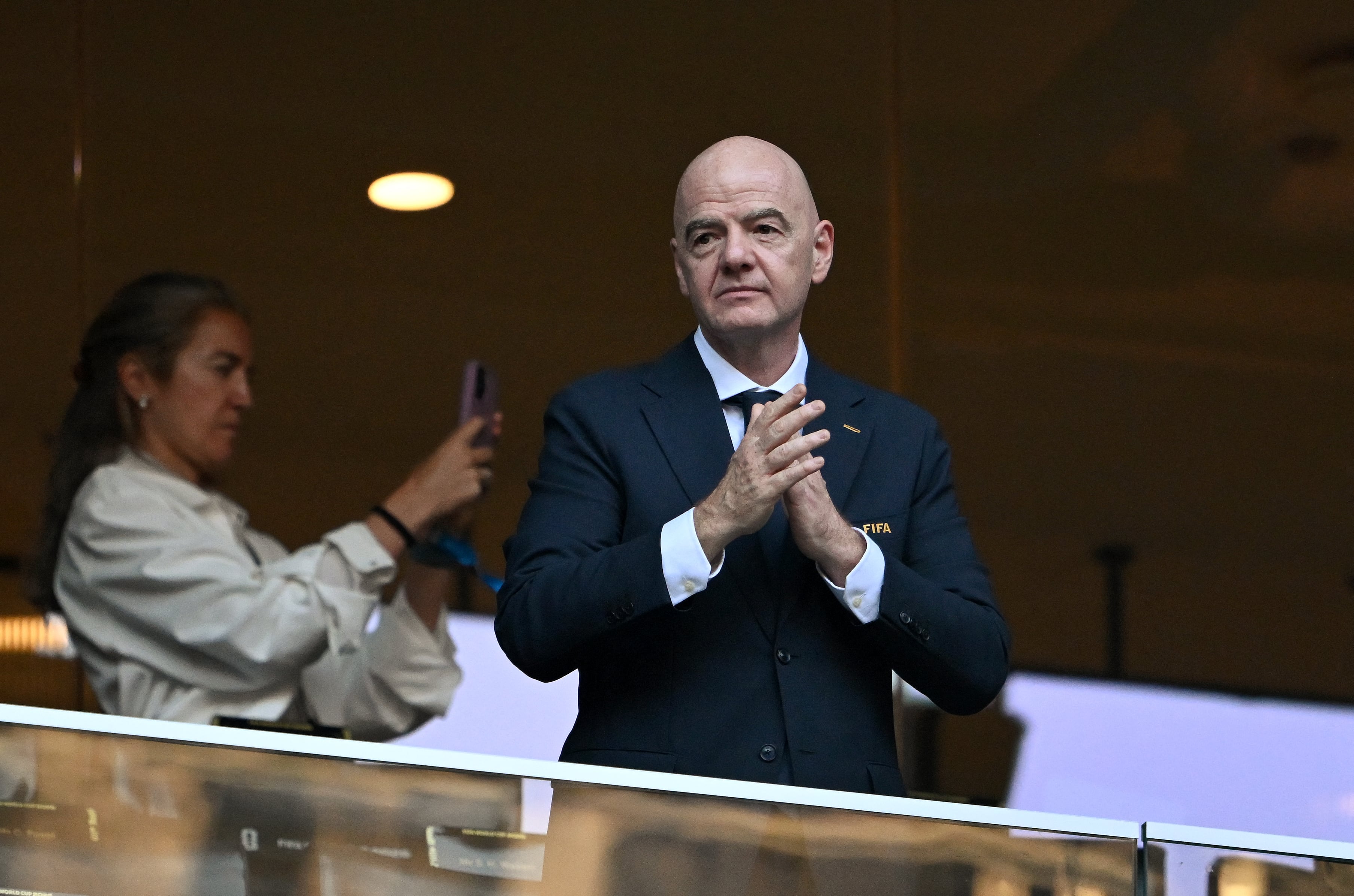 El presidente de FIFA, Gianni Infantino, aquí en el partido entre Países Bajos y Marruecos. El jerarca quedó en medio de un escándalo en el Mundial por la injerencia de Trump.